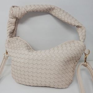 True Love Pale Pink Weaved knotted shoulder Bag with crossbody strap New
